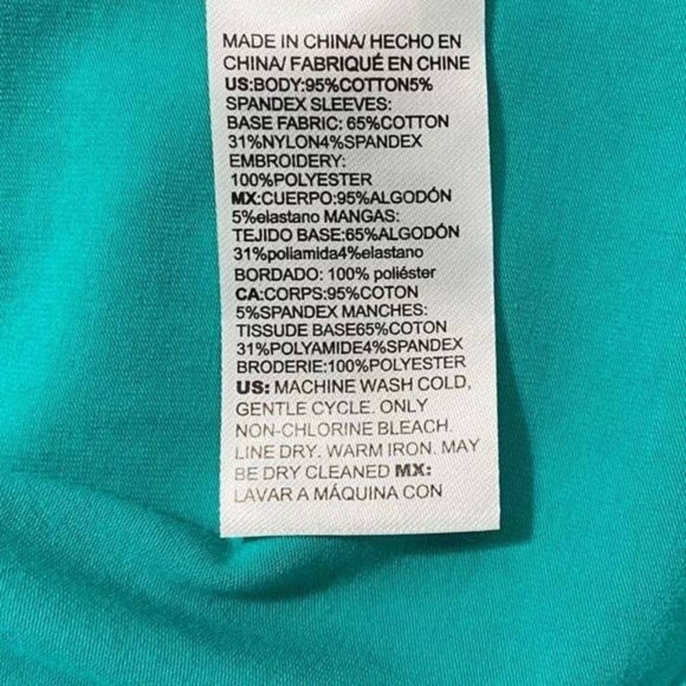 Chico's Eyelet Flutter Cap Sleeve Tee Tropical Jade Teal Lace Stretch - L - Picture 12 of 12